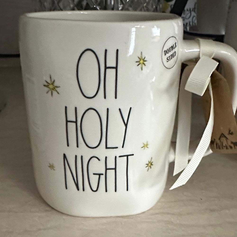 Oh Holy Night Ceramic Mug - White - RARE DOUBLE SIDED WITH CHURCH ON BACK!
NEW!